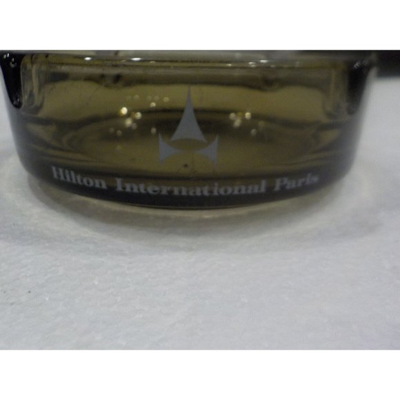Vintage Smoked Glass Ashtray Hilton International Paris Made in France - Picture 2 of 3